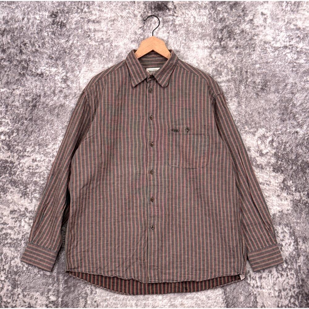 Vintage Missoni Shirt Large Mens Colorful Knit Long Sleeve Button